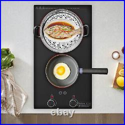 Electric Hob Cook Top Stove 110V Induction Cooktop 2 Burners Ceramic Cooktop