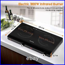 Electric Hot Plate for Cooking Infrared Double Burner 1800W Portable Elect