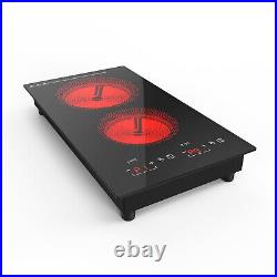 Electric Induction/Ceramic Cooktop Built-In 2 Burners Stove Touch/Knob Control