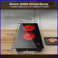 Electric Induction/Ceramic Cooktop Built-In 2 Burners Stove Touch/Knob Control