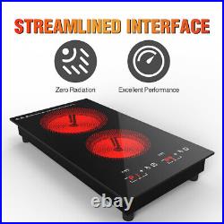 Electric Induction/Ceramic Cooktop Built-In 2 Burners Stove Touch/Knob Control