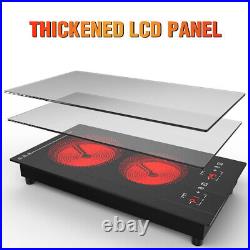 Electric Induction/Ceramic Cooktop Built-In 2 Burners Stove Touch/Knob Control