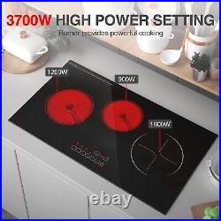 Electric Induction Cooktop Built-in 3 Burner Electric Stove Top Touch 220V 3700W