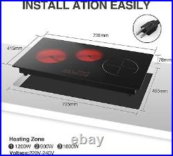 Electric Induction Cooktop Built-in 3 Burner Electric Stove Top Touch 220V 3700W