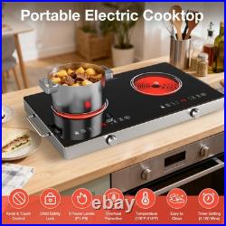 Electric Infrared Cooktop 120V, 4000W Portable 2 Burner Electric Stove Hot Plate