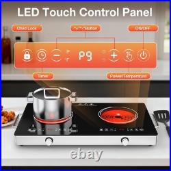 Electric Infrared Cooktop 120V, 4000W Portable 2 Burner Electric Stove Hot Plate