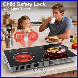 Electric Infrared Cooktop 120V, 4000W Portable 2 Burner Electric Stove Hot Plate