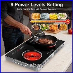 Electric Infrared Cooktop 120V, 4000W Portable 2 Burner Electric Stove Hot Plate