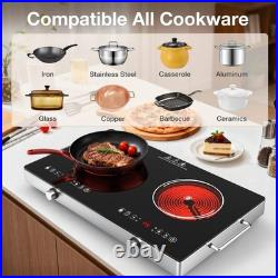 Electric Infrared Cooktop 120V, 4000W Portable 2 Burner Electric Stove Hot Plate