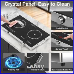 Electric Infrared Cooktop 120V, 4000W Portable 2 Burner Electric Stove Hot Plate