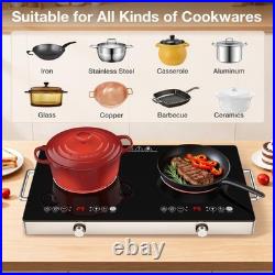Electric Infrared Cooktop 2 Burners, 23'' Countertop Stove Cooker Plug-in 4000W