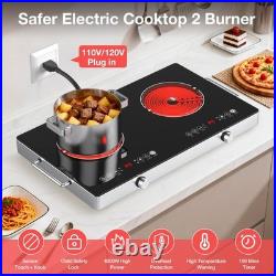 Electric Infrared Cooktop 2 Burners, 23'' Countertop Stove Cooker Plug-in 4000W