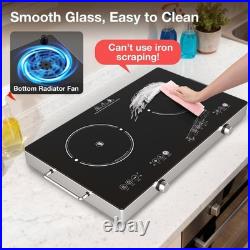Electric Infrared Cooktop 2 Burners, 23'' Countertop Stove Cooker Plug-in 4000W