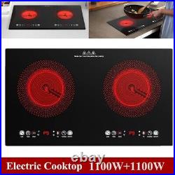 Electric Radiant Cooktop 2 Burner Drop-In Electric Stove Top Touch Screen 110V