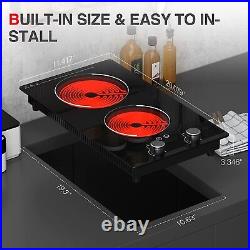 Electric Radiant Cooktop Built-in 2 Burner Ceramic Electric Stove Top 110V