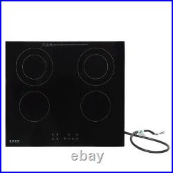 Electric Stove Induction Cooktop Electric Ceramic Stove with 4 Burners in Black