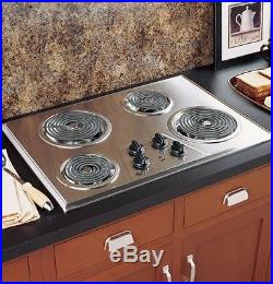Electric Stove Top Four Burners Cooktop Range Oven Kitchen White Stainless Black