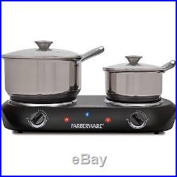 Electric Stove Top High Powered 2 Burners Cooktop Range Oven Hot Plate Black