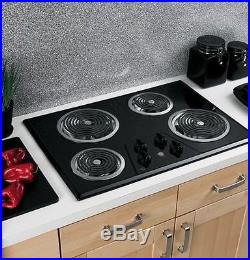 Electric Stove Top High Powered 4 Four Burners Cooktop Range Oven Kitchen Black