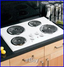 Electric Stove Top High Powered 4 Four Burners Cooktop Range Oven Kitchen White