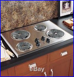 Electric Stove Top High Powered 4 Four Burners Cooktop Range Stainless Steel