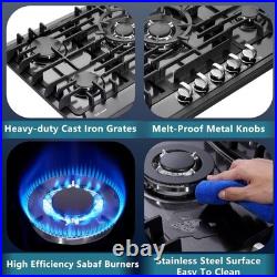 Elegant 30 Inch Gas Stove Top 5 Sealed Burners, LPG/NG Convertible Safety