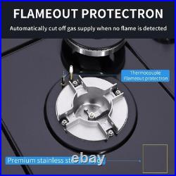 Elegant 30 Inch Gas Stove Top 5 Sealed Burners, LPG/NG Convertible Safety