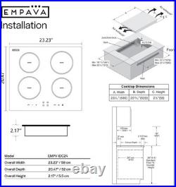 Empava 24 Electric Induction Cooktop 4 Burners 240V Glass Boost Stove 7400W