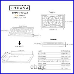 Empava 36 in. Gas Stove Cooktop 5 Italy Sabaf Sealed Burners NG/LPG EMPV-36GC22 Empava 36 in. Gas Stove Cooktop 5 Italy Sabaf Sealed Burners NG/LPG EMPV-36GC22