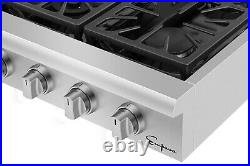 Empava 36 in. Slide-in Natural Gas Rangetop with 6 Burners in Stainless Steel