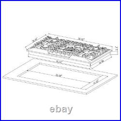 Empava 36 in Stainless Steel Gas Cooktop 5 Burners Cooker Built-in Stove #881