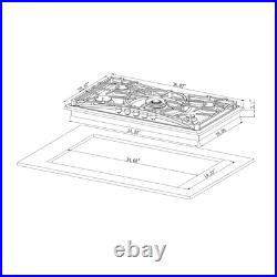 Empava 36 inch Gas Stove Cooktop 5 Italy Sabaf Burners Stainless Steel