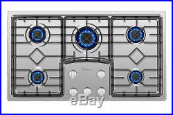 Empava 36 inch Gas Stove Cooktop 5 Italy Sabaf Burners Stainless Steel 36GC5B90S