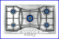 Empava 36 inch Gas Stove Cooktop 5 Italy Sabaf Burners Stainless Steel 36GC888
