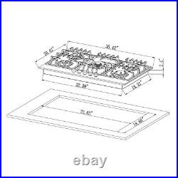 Empava 36 inch Gas Stove Cooktop 5 Italy Sabaf Burners Tempered Glass 36GC905