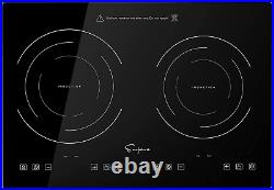 Empava Electric Stove Induction Cooktop Horizontal with 2 Burners in Black Vitro