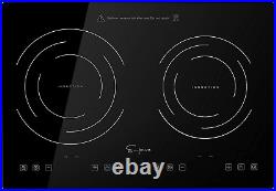 Empava IDC12B2 Horizontal Electric Stove Induction Cooktop with 2 Burners in Bla