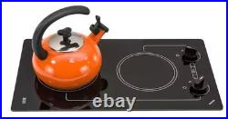 EuroKera 2 Burner Black Glass Built-In Cooktop Smooth Top Knob Control