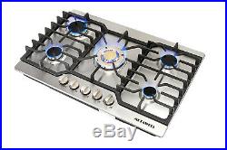 For Cook Top Stove 30 Stainless Steel 5 Burner Gas Cooktop NG/ LPG Conversion