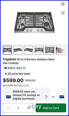 Frigidaire 30-in 4 Burners Stainless Steel Gas Cooktop New