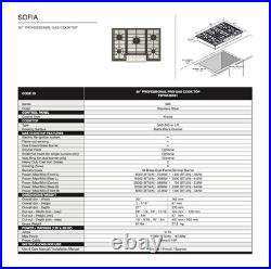 Fulgor Milano F6PGK305S2 30 Sofia Pro Gas Cooktop 5 Brass Burner Italy Free S&H