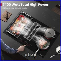 GASLAND 31.5 Downdraft Electric Cooktop Glass 4 Zone withBridge &Dual-Ring Burner
