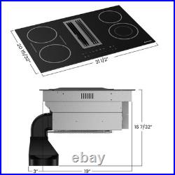 GASLAND 31.5 Downdraft Electric Cooktop Glass 4 Zone withBridge &Dual-Ring Burner