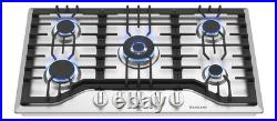 GASLAND 36 Inch Gas Cooktop with5 Italy Sealed Burner? Cast Iron Stovetop NG/LPG