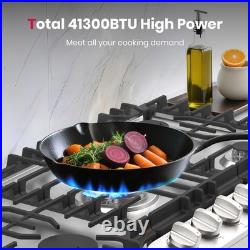 GASLAND 36 Inch Gas Cooktop with5 Italy Sealed Burner? Cast Iron Stovetop NG/LPG