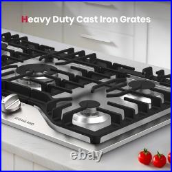 GASLAND 36 Inch Gas Cooktop with5 Italy Sealed Burner? Cast Iron Stovetop NG/LPG