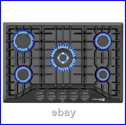 ^ GASLAND Chef 30 5 Burner 41,300 BTU Black Enamel Wok Burner Gas Cooktop