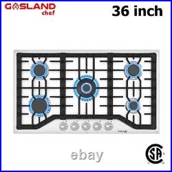 GASLAND Chef 36 in. Gas Cooktop 5 Burner Stainless Steel Built in Stove Cooker