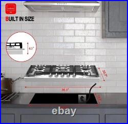 GASLAND Chef 36 in. Gas Cooktop 5 Burner Stainless Steel Built in Stove Cooker