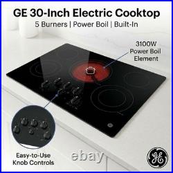 GE 30 Built-In Electric Cooktop Black Glass, 5 Burners, Great Condition GE 30 Built-In Electric Cooktop Black Glass, 5 Burners, Great Condition